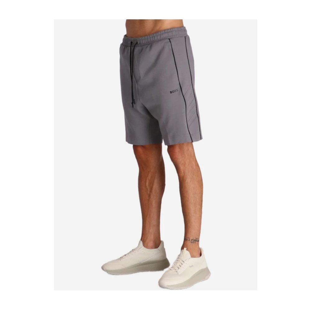 Hugo Boss Katoenen shorts met bedrukt logo Gray Heren