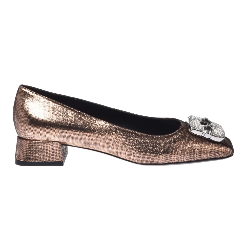Baldinini Women's Yellow Metallic Suede Court Shoe - Pumps - 6 Uk - Shoes