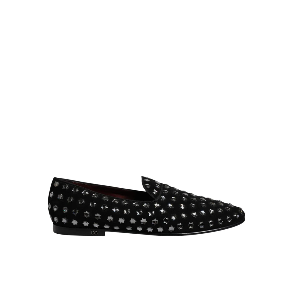 Dolce & Gabbana Men's Black Crystal Star Loafers