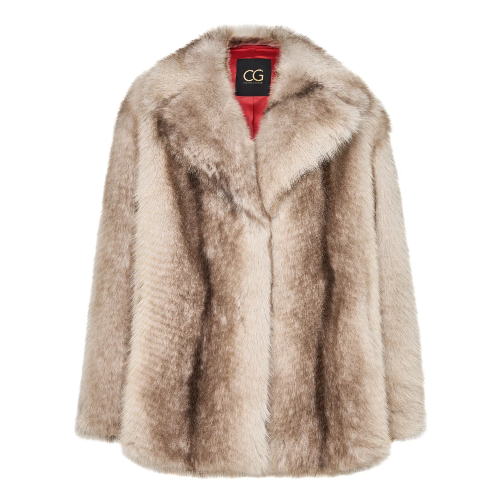 Cesare Gaspari Elegante Bruine Nep Bontjas Luxe Winterkleding voor Vrouwen Bruin Brown Dames
