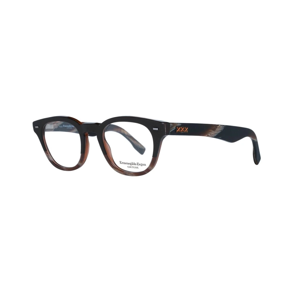 Zegna Men's Brown Trapezium Optical Frames