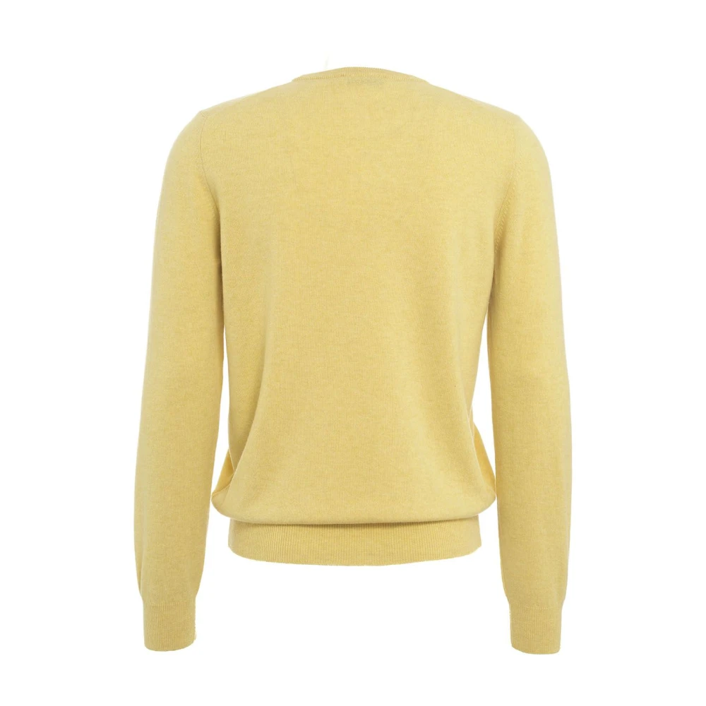 Gender Italiaanse Gebreide Pullover met Logodetails Yellow Heren