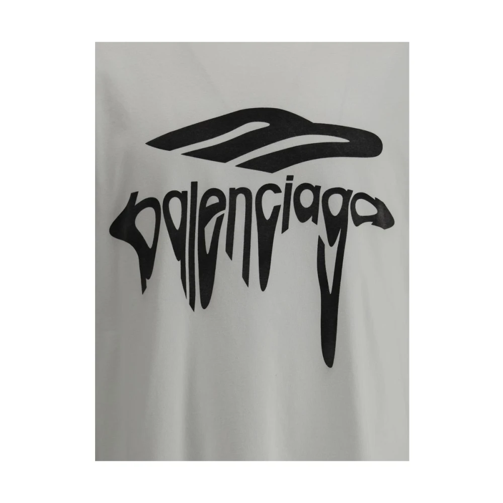 Balenciaga Monogram Crew Neck Katoenen T-shirt White Heren