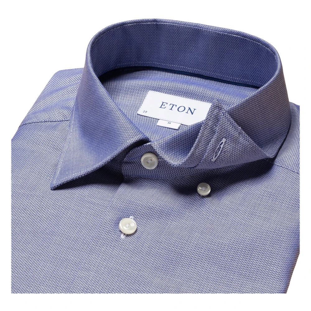 Eton Moderne Blauwe Knoopshirt Blue Heren