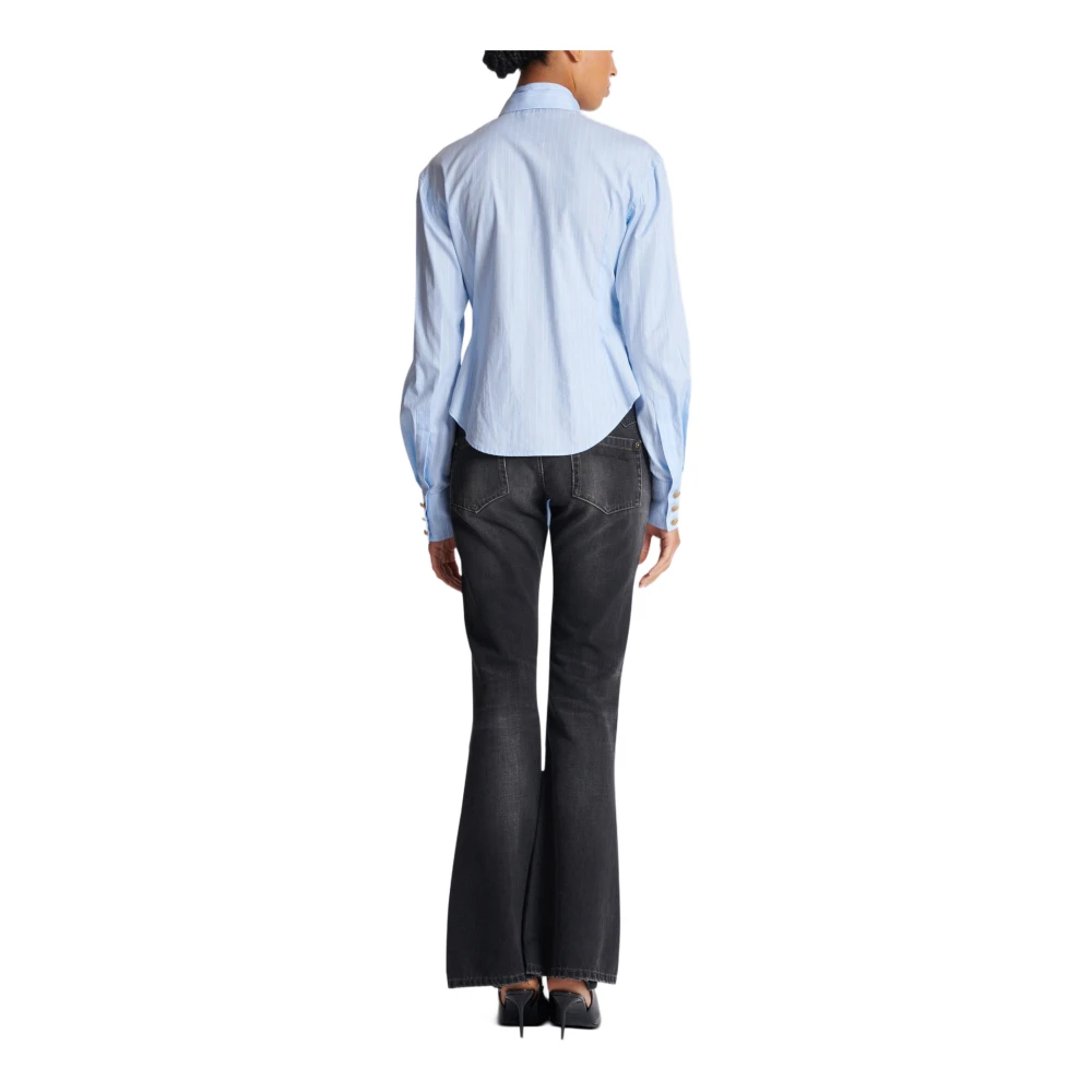 Balmain Gestreepte shirt met strik Blue Dames