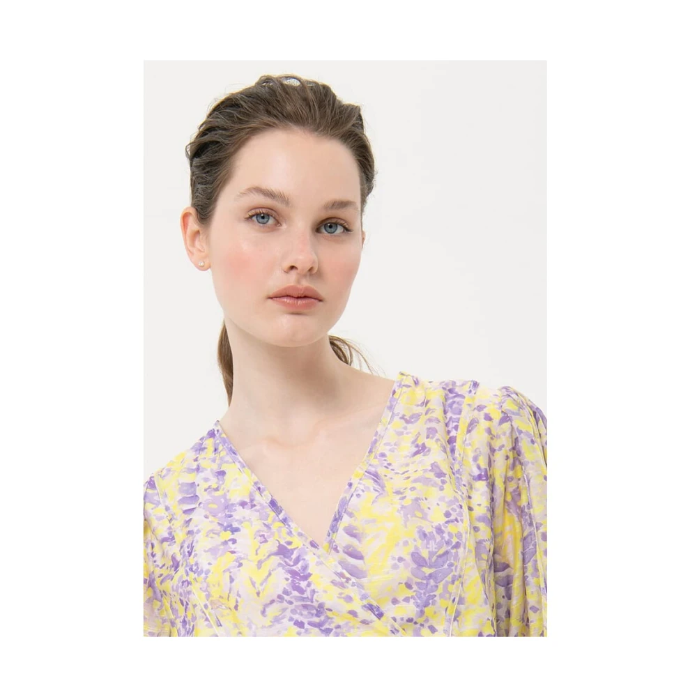 Fracomina Abstracte wikkelblouse met ballonmouwen Multicolor Dames