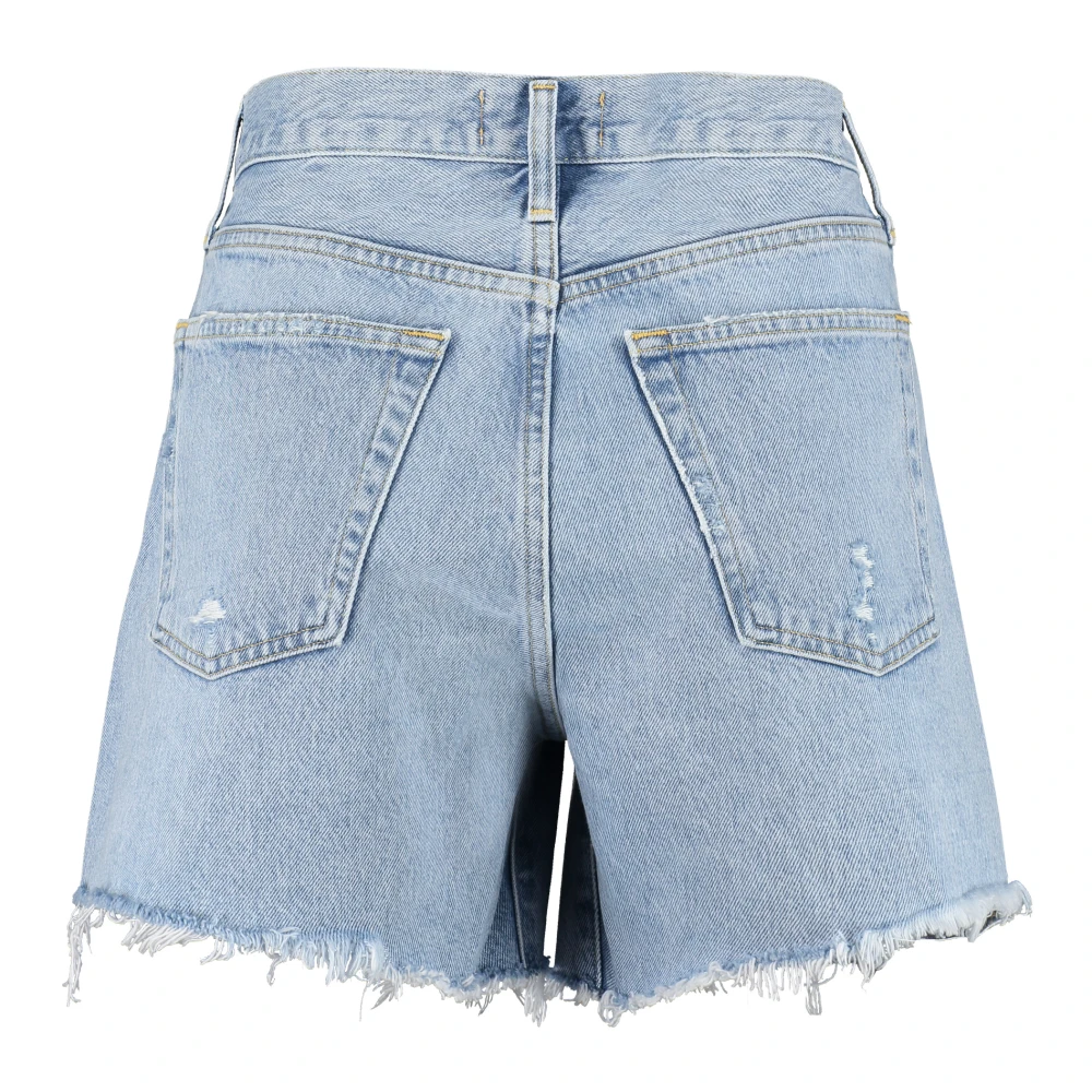 Agolde Denim Shorts met Metalen Knopen Blue Dames