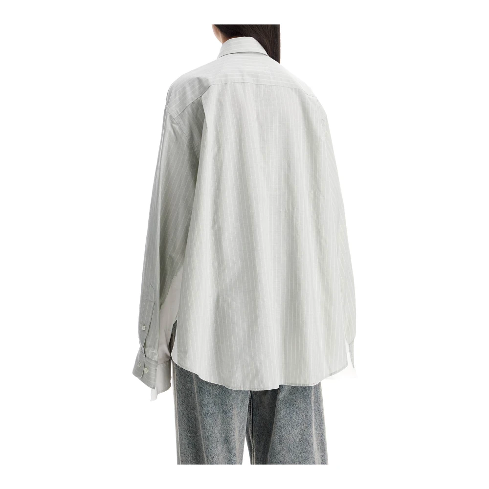 MM6 Maison Margiela Oversized Katoenen Popeline Shirt met Inzetstukken Green Dames