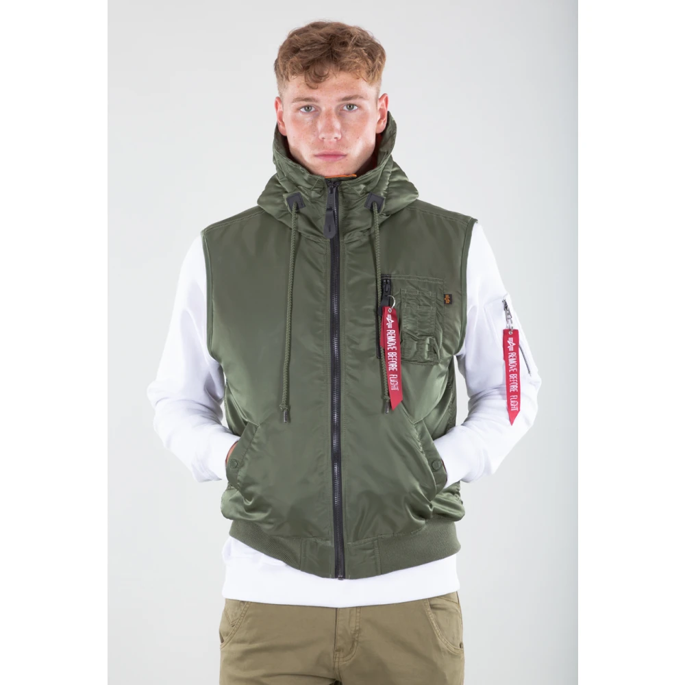 alpha industries Hooded Ma-1 Vest in Sage Green Heren