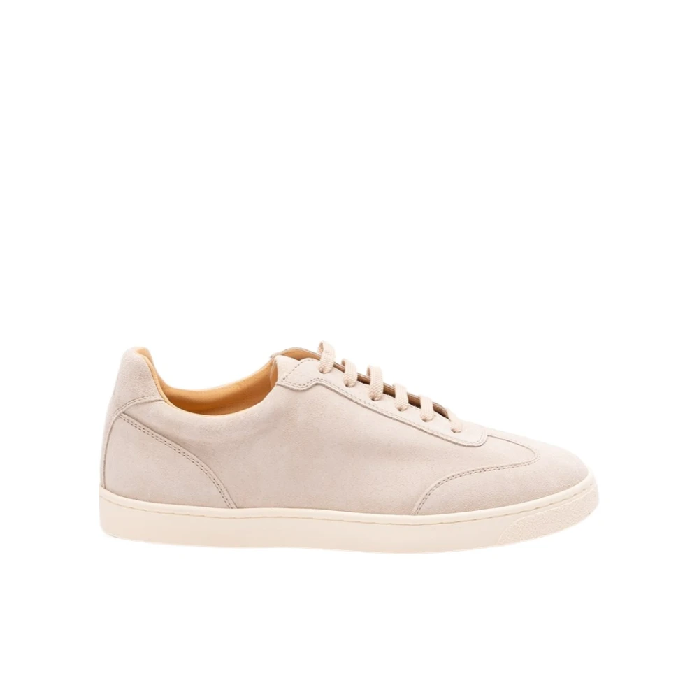 BRUNELLO CUCINELLI Fluwelen suède sneakers met latex zool Beige Heren