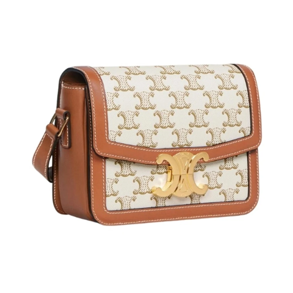 Celine Triomphe Logo Schoudertas Vrouwen Beige Dames