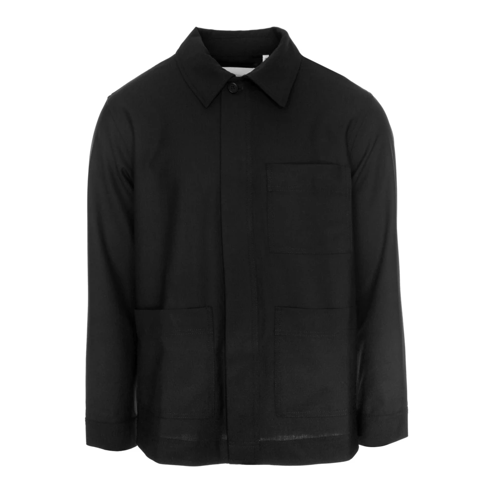 Nn07 Olav Overshirt Klassieke Kraag Jas Black Heren