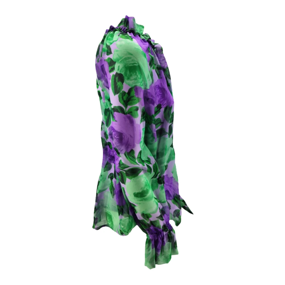 P.a.r.o.s.h. Bloemenfantasie Chiffon Blouse Green Dames