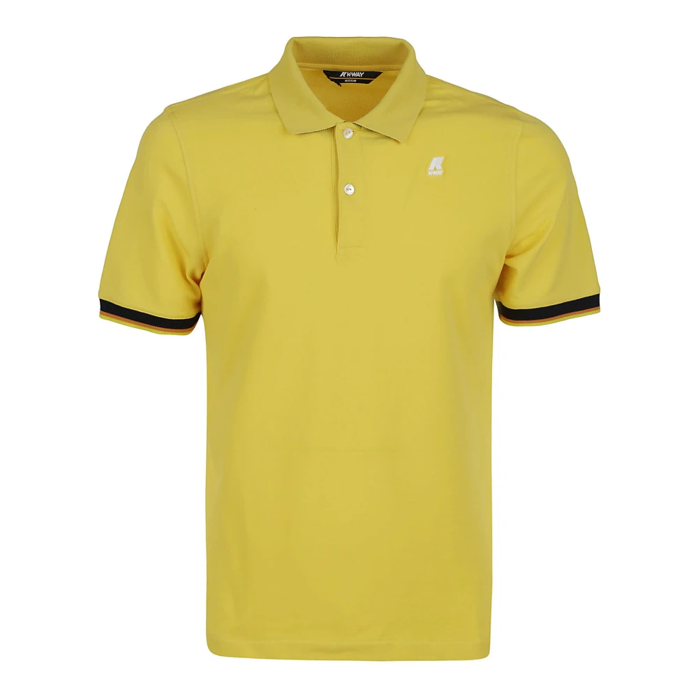 K-way Stijlvolle Polo Shirt met Contrast Kraag en Manchetten Yellow Heren