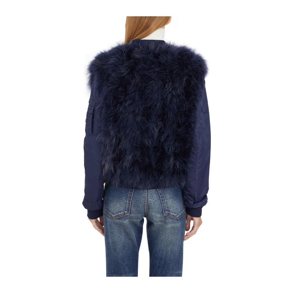 Giorgio Brato Veren Body Bomberjas in Nylon Blue Dames