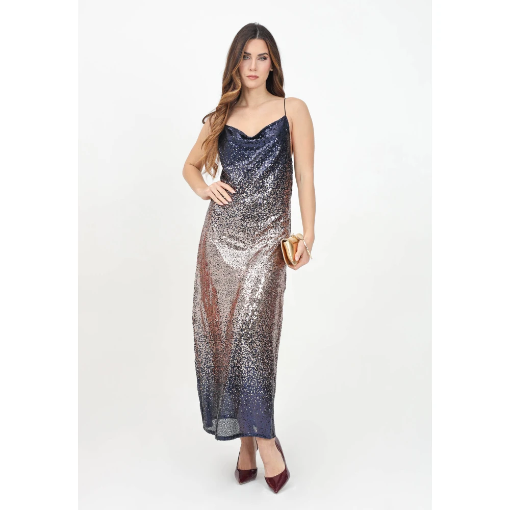 Only Zwarte Ombre Midi Jurk Elegant Vrouw Multicolor Dames