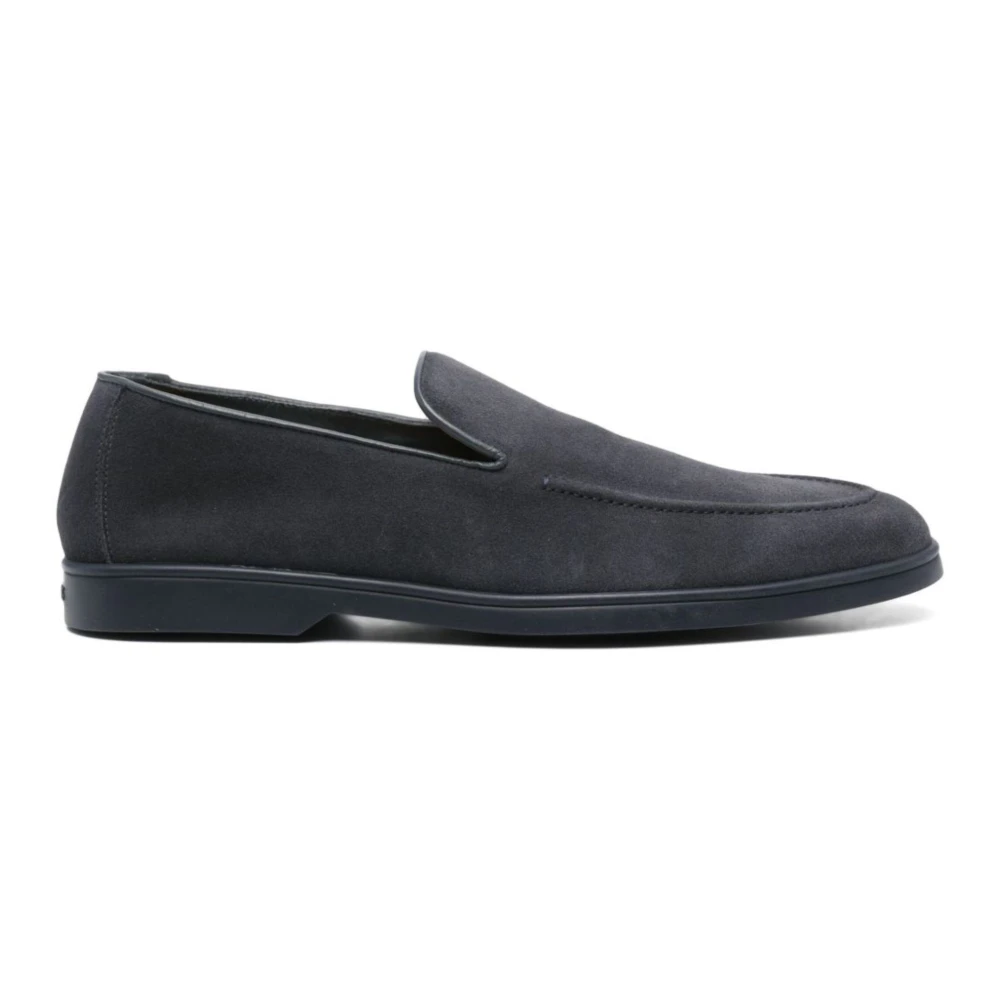 Doucal's Men's Blue Loafers, 6 1/2 Uk, Suede Moccasin