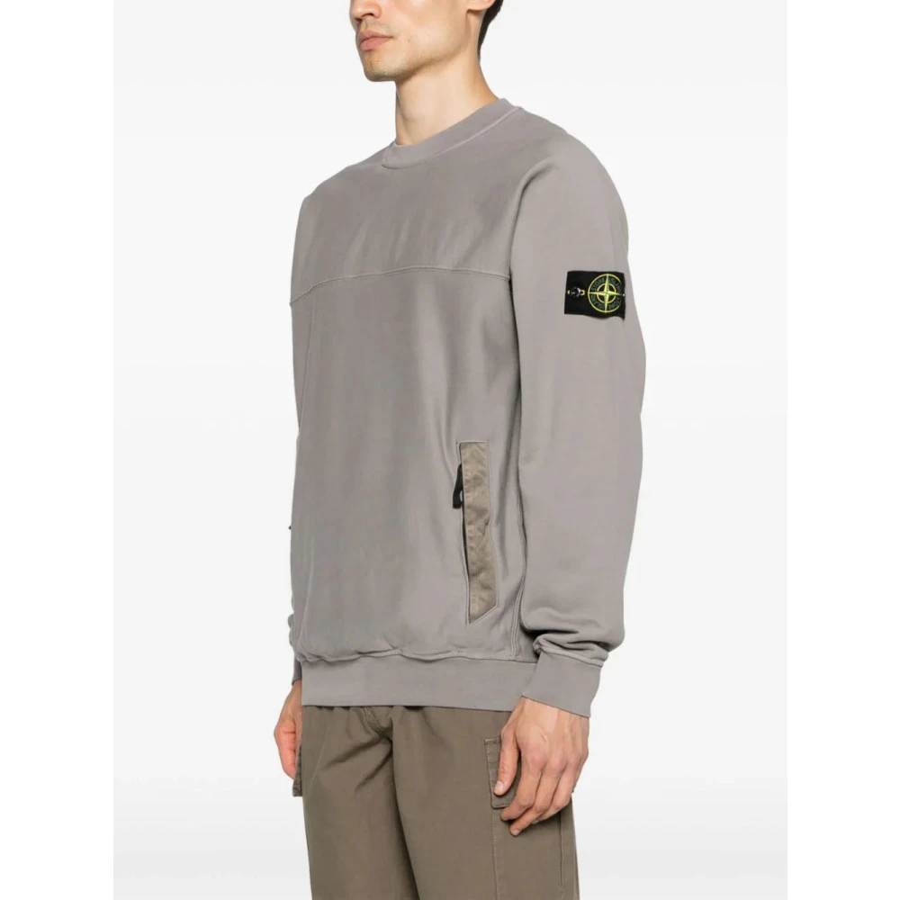 Stone Island Panelled Sweatshirt met Compass Badge Gray Heren