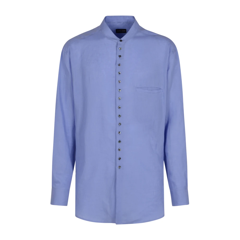 Giorgio Armani Men's Blue Linen Shirt