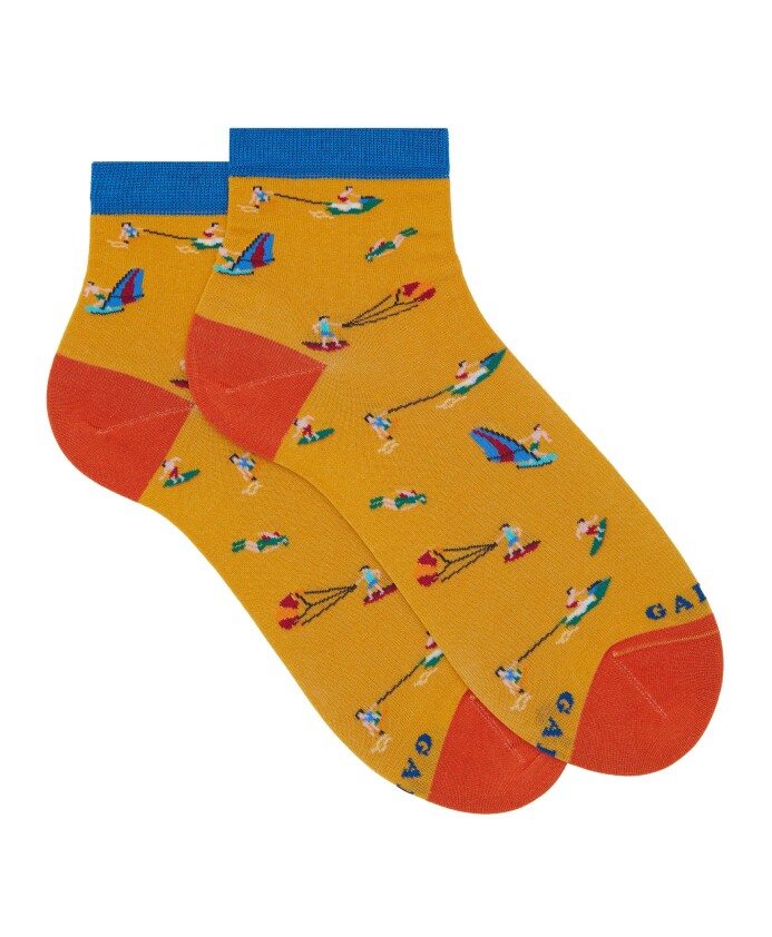 chaussettes-courtes-en-coton-pour-femmes-a-motif-de-sports-nautiques-jaune