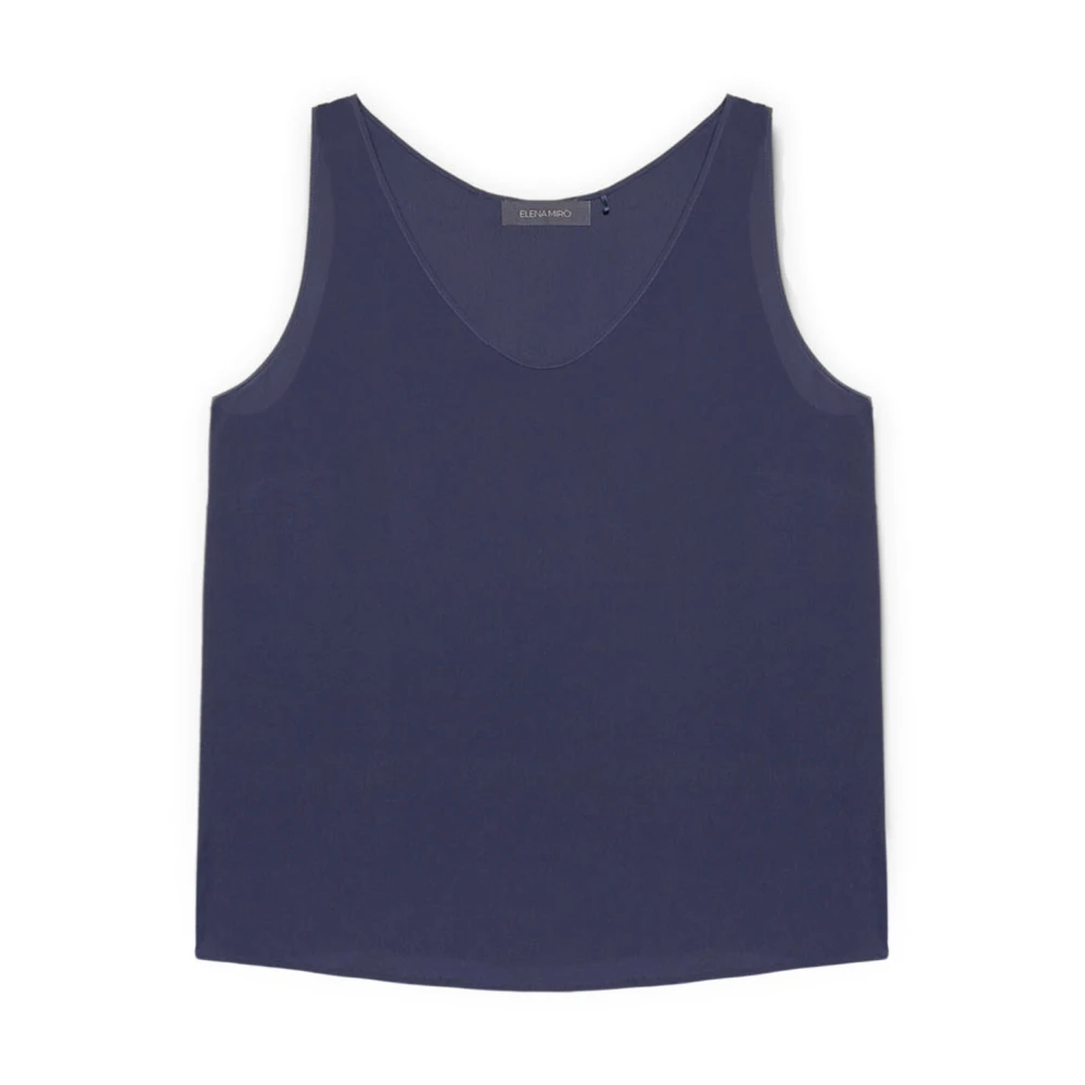 Elena Mirò Eco-Viscose Chinakrepp Top Blue Dames