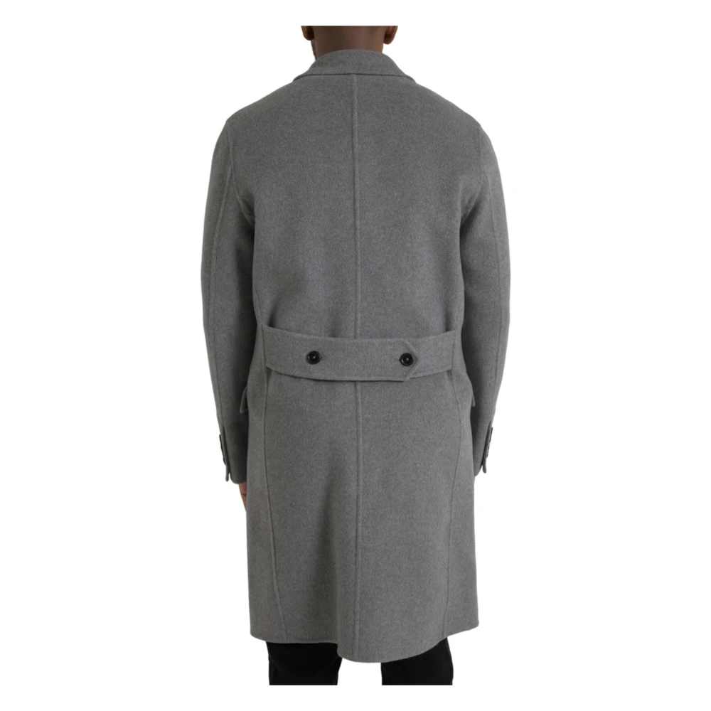 Dolce & Gabbana Grijze Cashmere Trenchcoat Jas Gray Heren