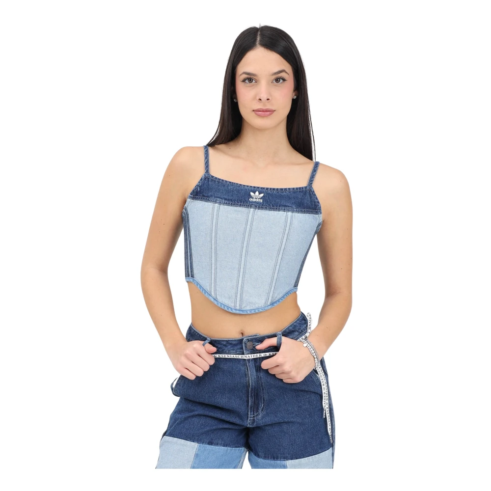 adidas Originals Denim Korset Top Blue Dames