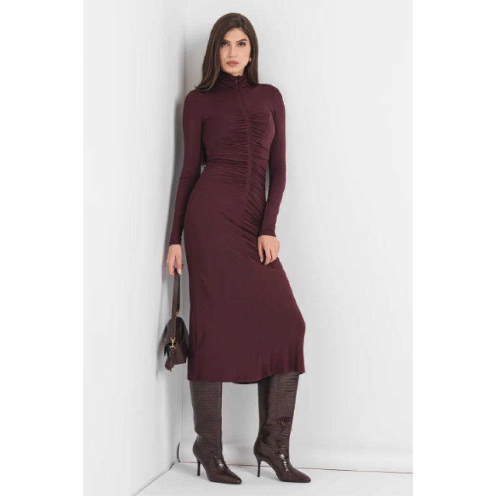pinko Midi Jurk met Draperie Details Purple Dames
