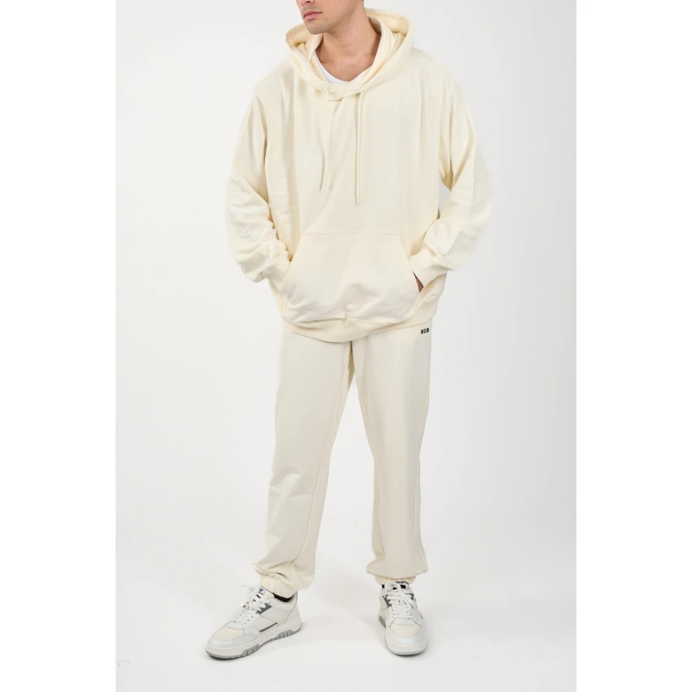 Msgm Logo Sweatpants Wide Leg Regular Fit White Heren