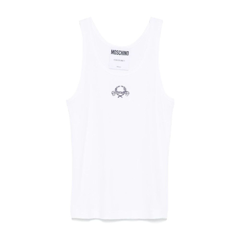 Moschino Witte Mouwloze Top met Ronde Hals White Heren