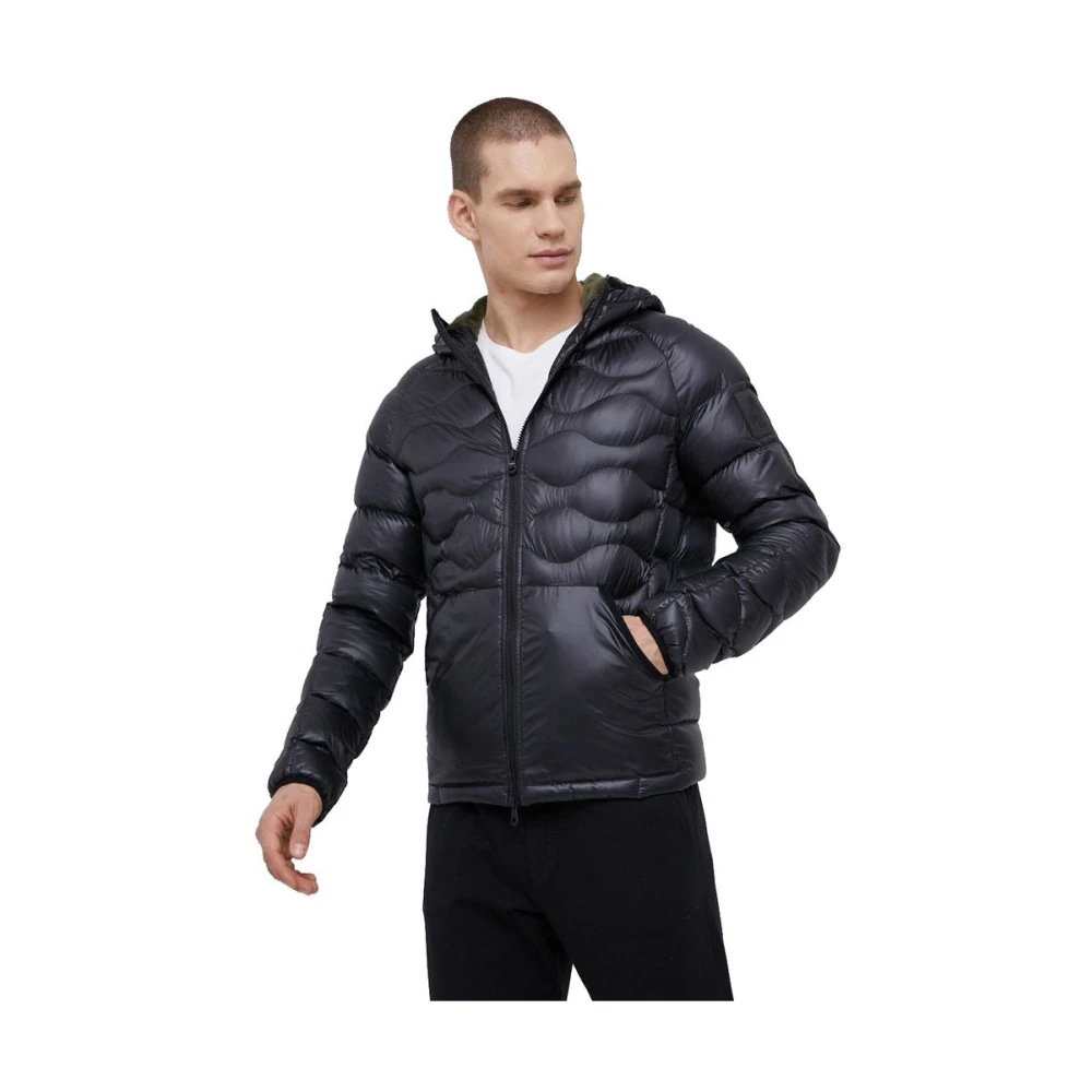 RefrigiWear Zwarte Nylon Donsjas met Capuchon Black Heren