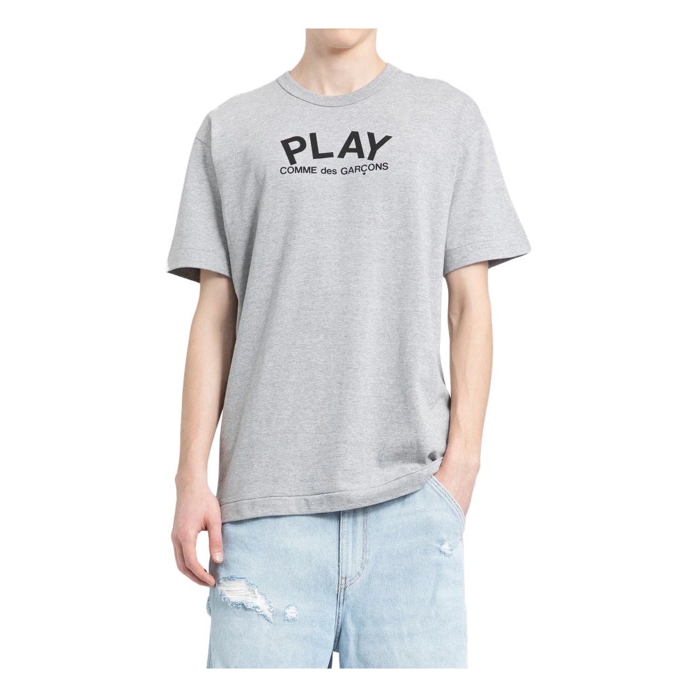Comme des Garçons Play Grijze Play T-Shirt met Logo Prints Gray Heren