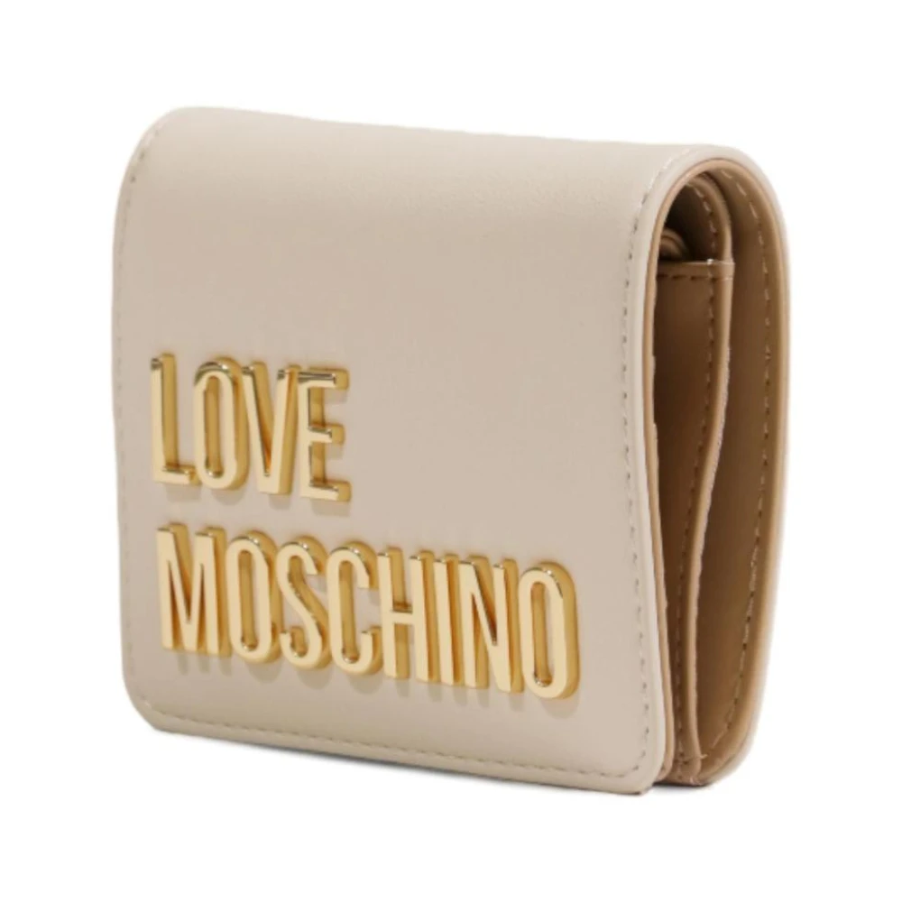 Love Moschino Beige Clip Sluiting Portemonnee Herfst Winter Stijl Beige Dames