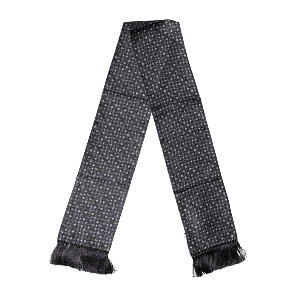 Dolce & Gabbana Men's Multicolor Silk Scarves, One Size, Silk Geometric Fringe Wrap Foulard Scarf
