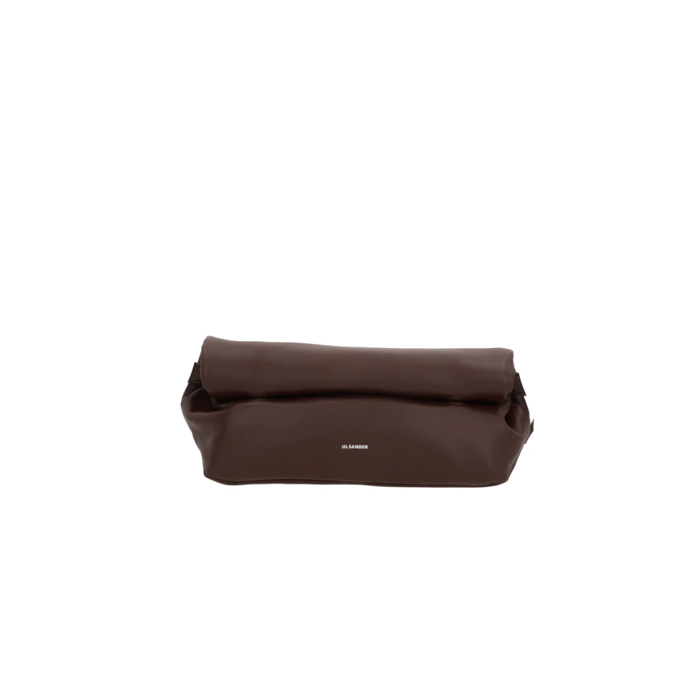 Jil Sander Bruine leren schoudertas met zilveren hardware Brown Dames