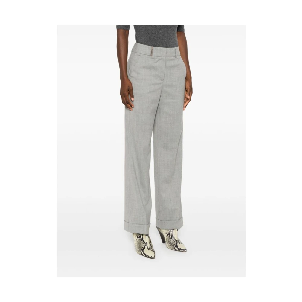 PESERICO Heather Grey Wolmix Slub Broek Gray Dames