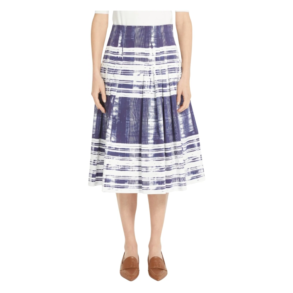 Max Mara Studio Gestreepte katoenen midi-rok met rits Multicolor Dames