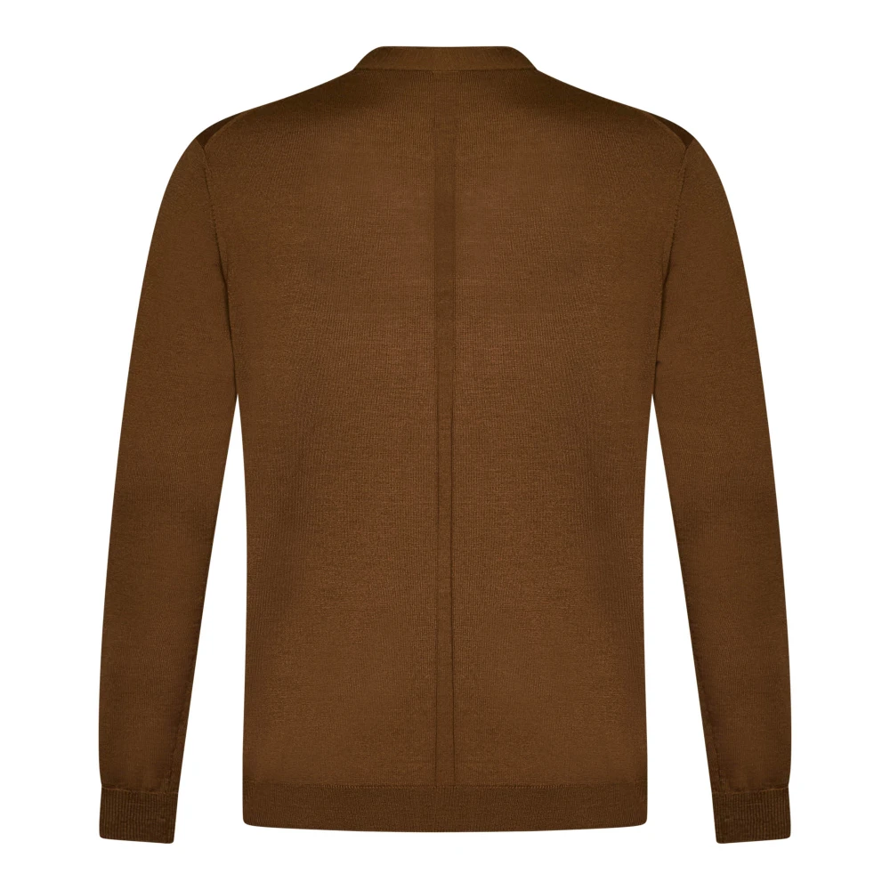 Low Brand Bruine Merinowol V-hals Sweater Brown Heren