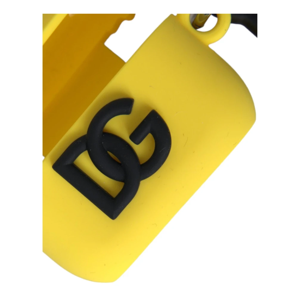 Dolce & Gabbana Geëtste Airpods Hoes Geel Rubber Yellow Dames