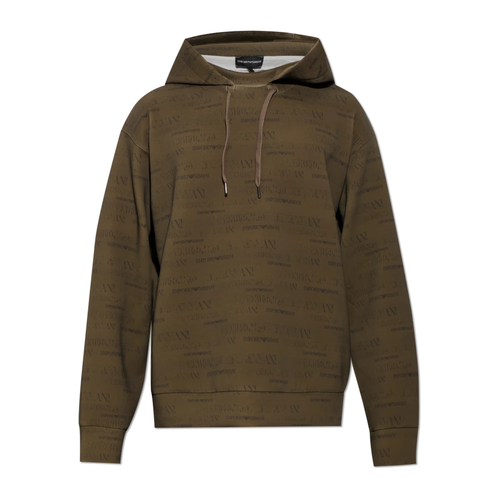 Emporio Armani Mannelijk Groente Hoodies & Sweatvesten Heren, Groen, 2XL, Monogram Hoodie