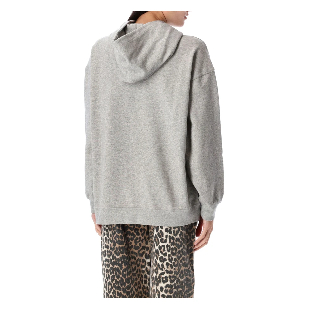 Ganni Beerprint Katoenen Hoodie Gray Dames