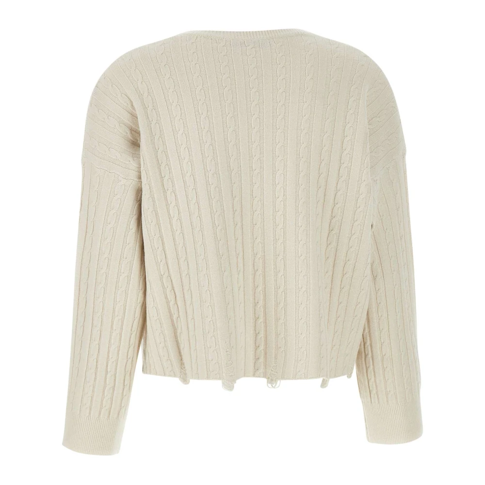 Kaos Angora Cable Gebreide Trui Beige Dames