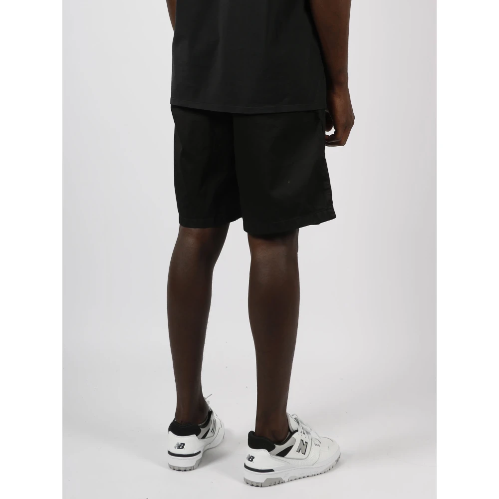 14 Bros Katoenen Twill Bermuda Shorts Black Heren