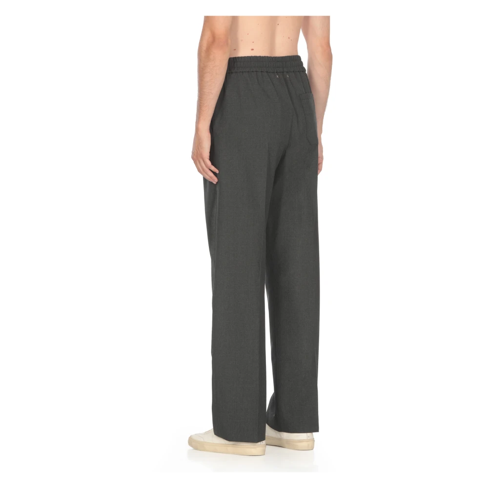 Golden Goose Grijze wollen broek met elastische tailleband Gray Heren