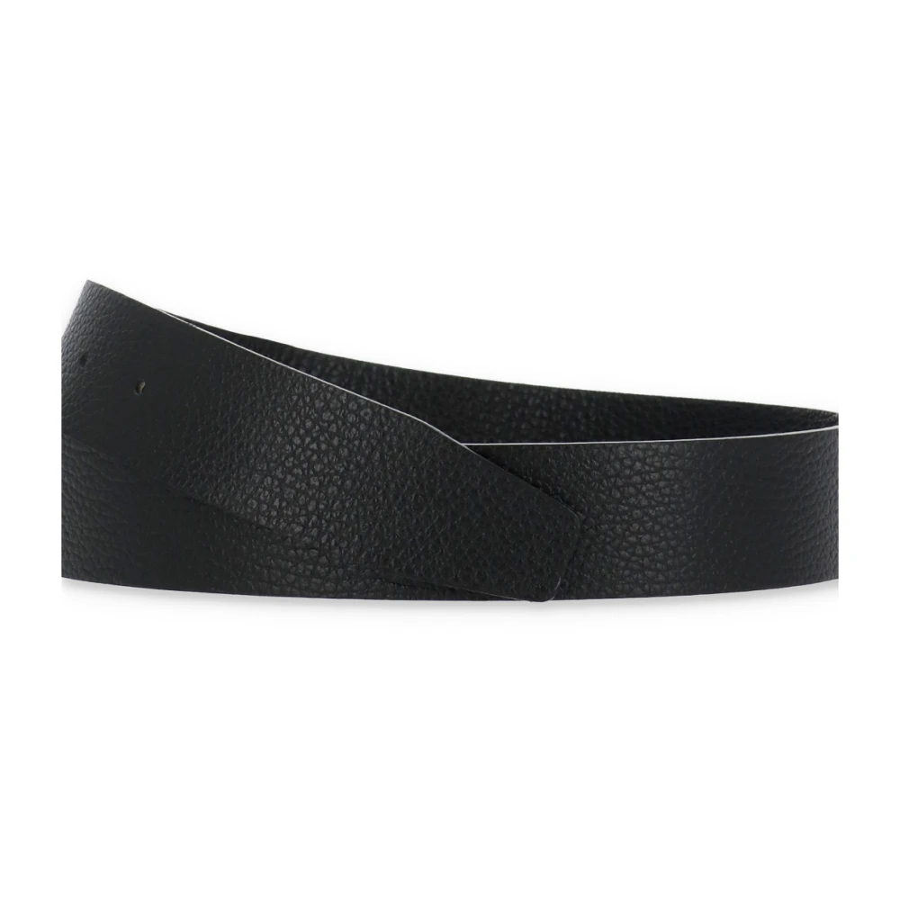 Orciani Zwarte Suède Leren Riem met Zichtbare Stiksels Black Heren