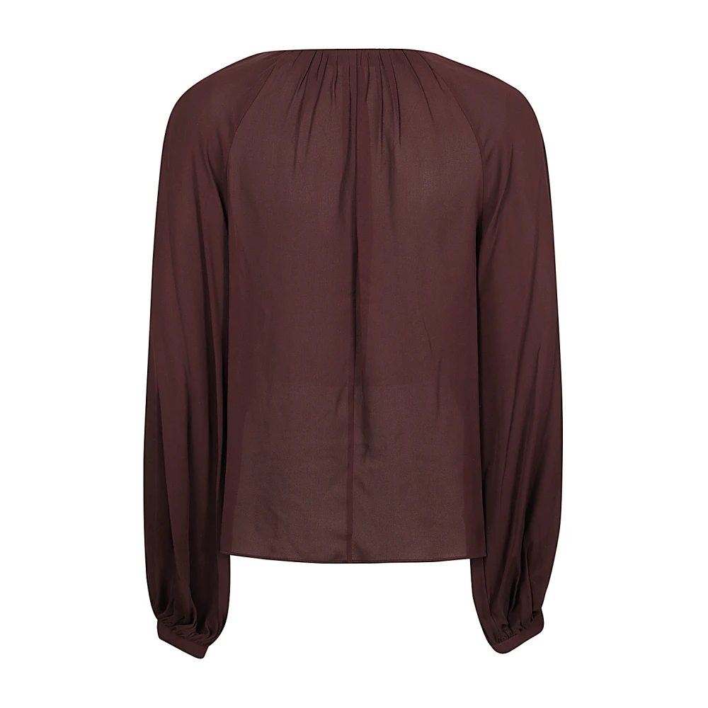 Staud Bordeaux Zijden Pofmouw Top Brown Dames