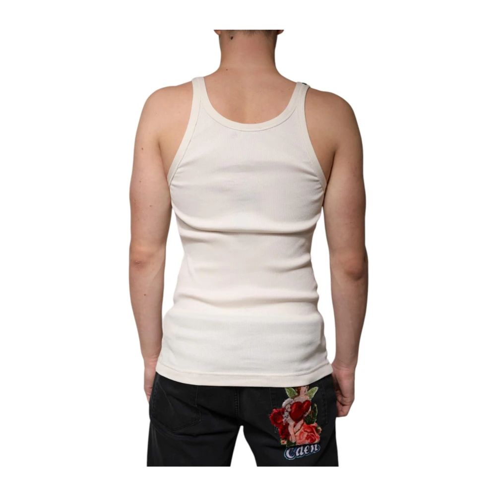 Dolce & Gabbana Klassieke Geribbelde Tanktop White Heren