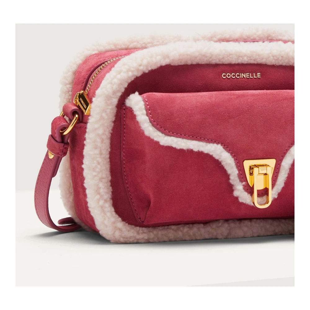 Coccinelle Rode Suède en Faux Shearling Tas Red Dames