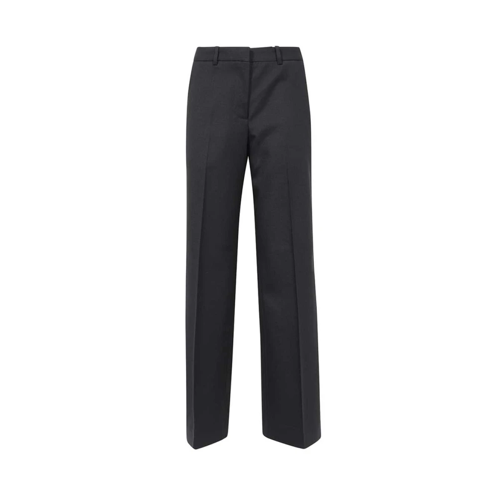 Marine Serre Op maat gemaakte wollen broek met contraststiksels Black Dames