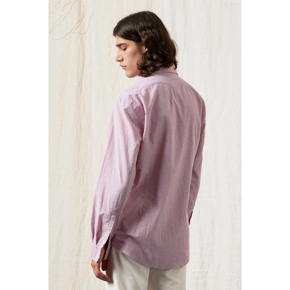 Massimo Alba Seersucker Katoenen Overhemd Klassieke Pasvorm Multicolor Heren